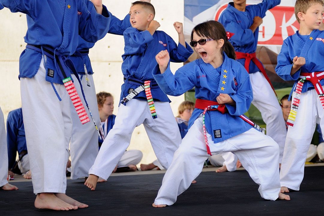 Children training together in a Mile High Karate character development class